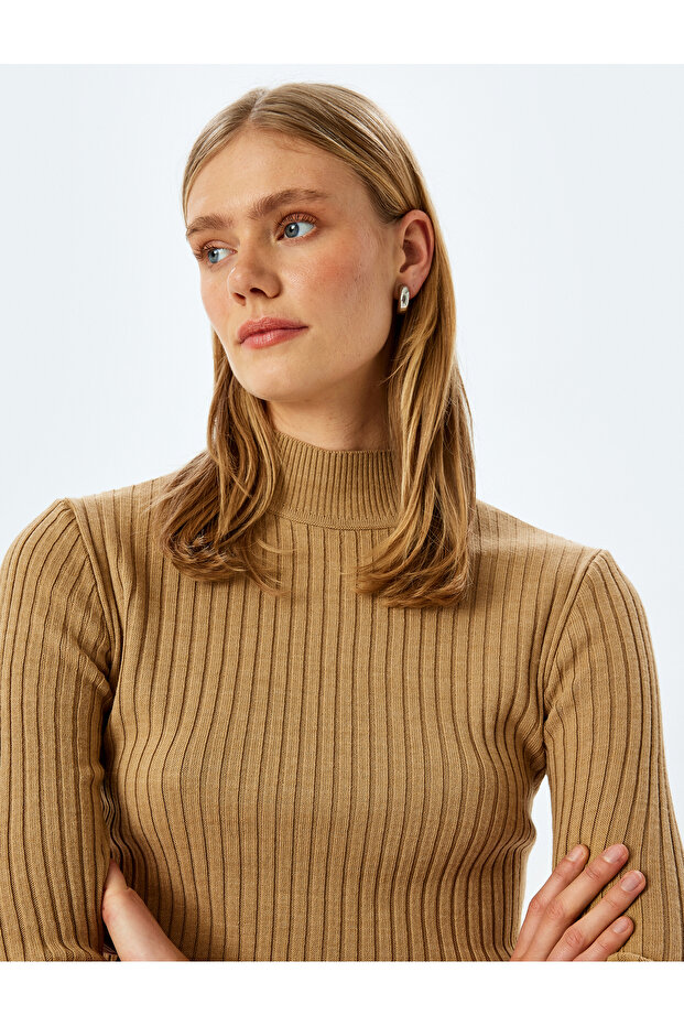 Stand Collar Slim Fit Long Sleeve Basic Knitwear Sweater