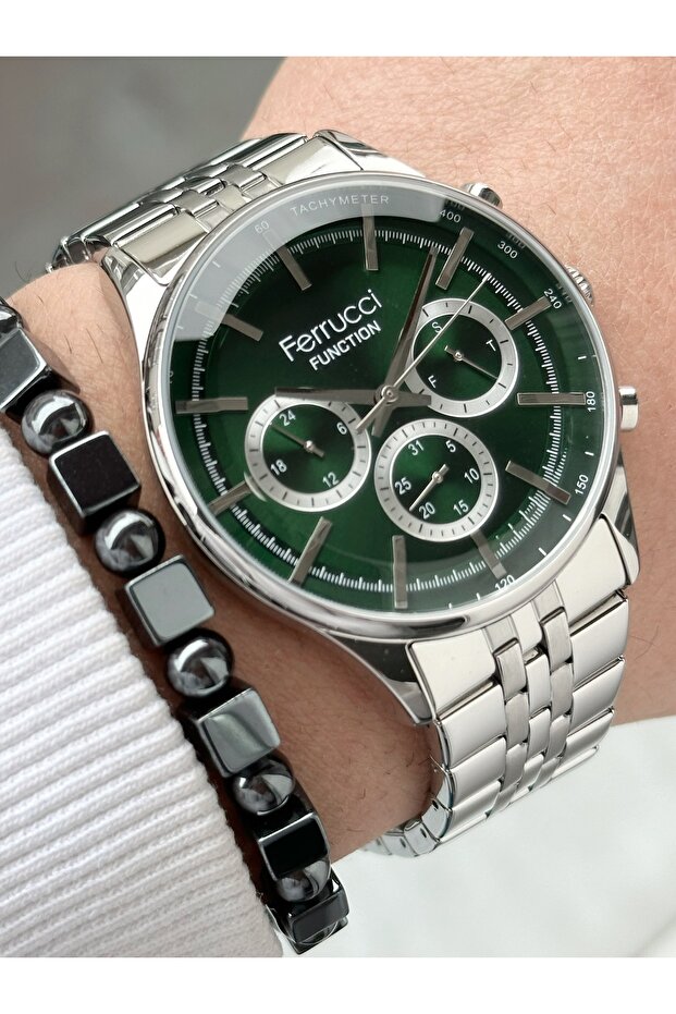 Ferrucci̇ Function Green Dial Silver Metal Men - 1