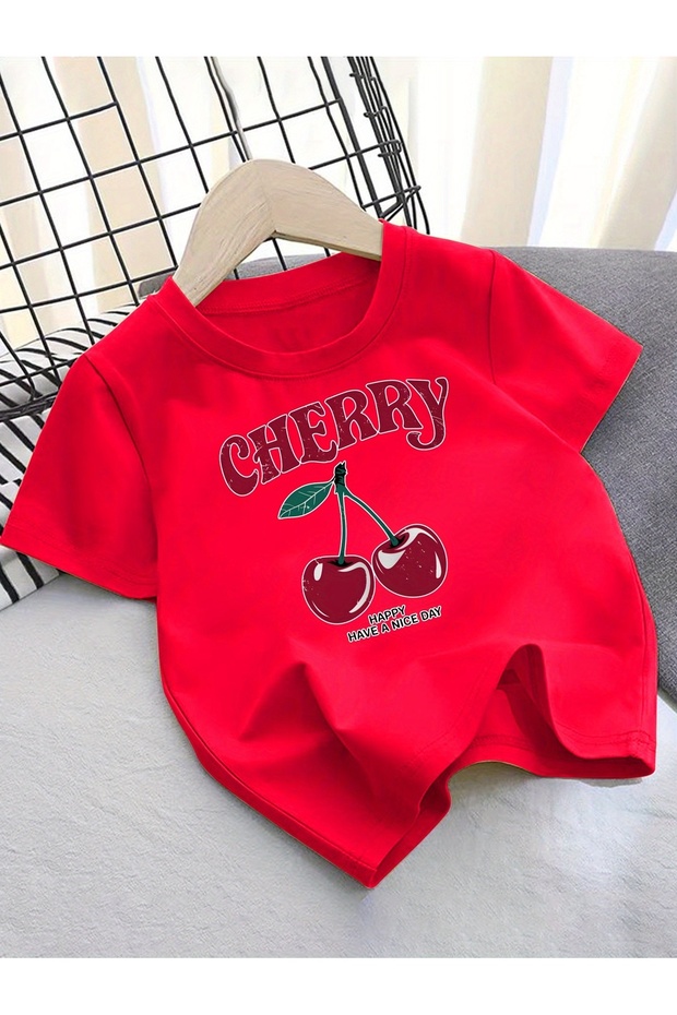تيشيرت بتصميم مطبوع من HappyCherry للأطفال