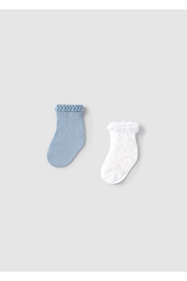 Baby Girl 2-Piece Socks Set Blue-White 10872