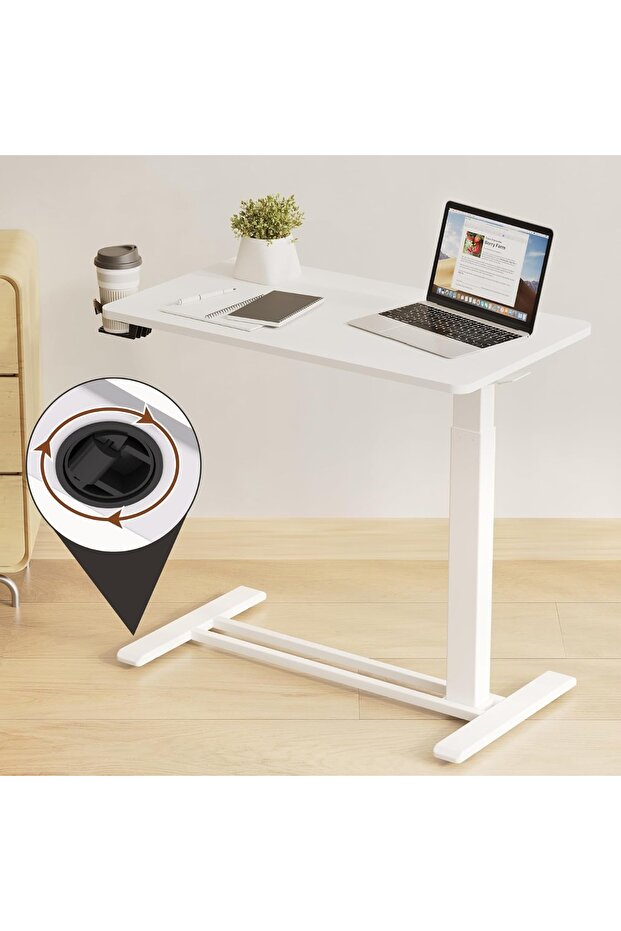 FLEXISPOT Mobile Standing Desk with Wheels, Height Adjustable with Rolling Sit Stand Desk - White - 5