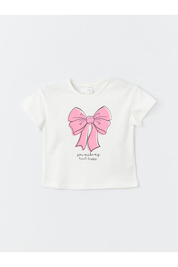 Crew Neck Printed Short Sleeve Baby Girl T-Shirt
