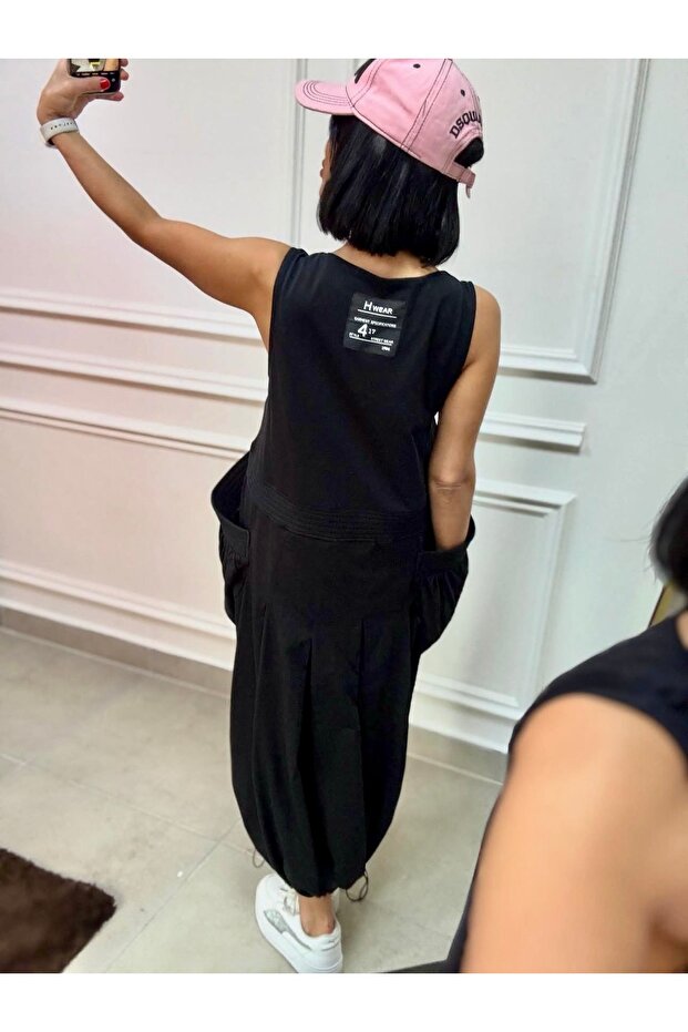 Style Askılı Kargo Cep Elbise - 3