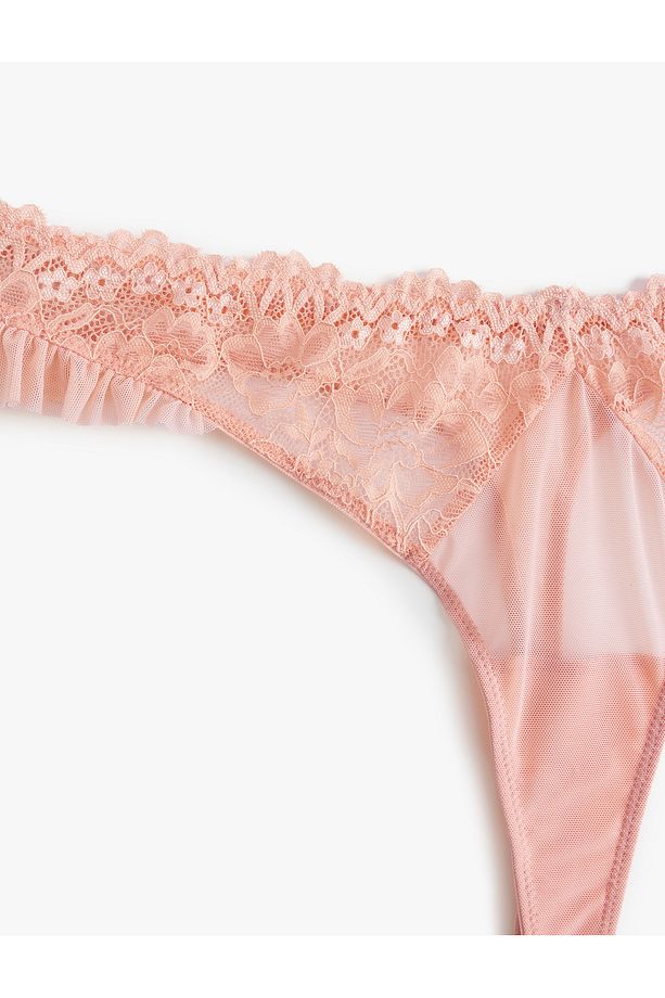Fırfır Detaylı Transparan Dantelli String Külot - 6