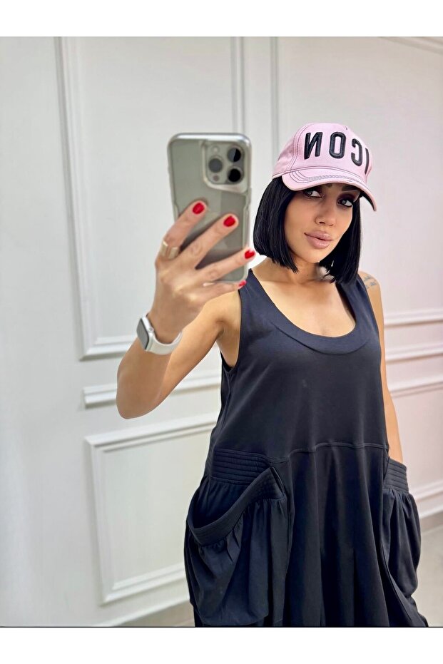 Style Askılı Kargo Cep Elbise - 4