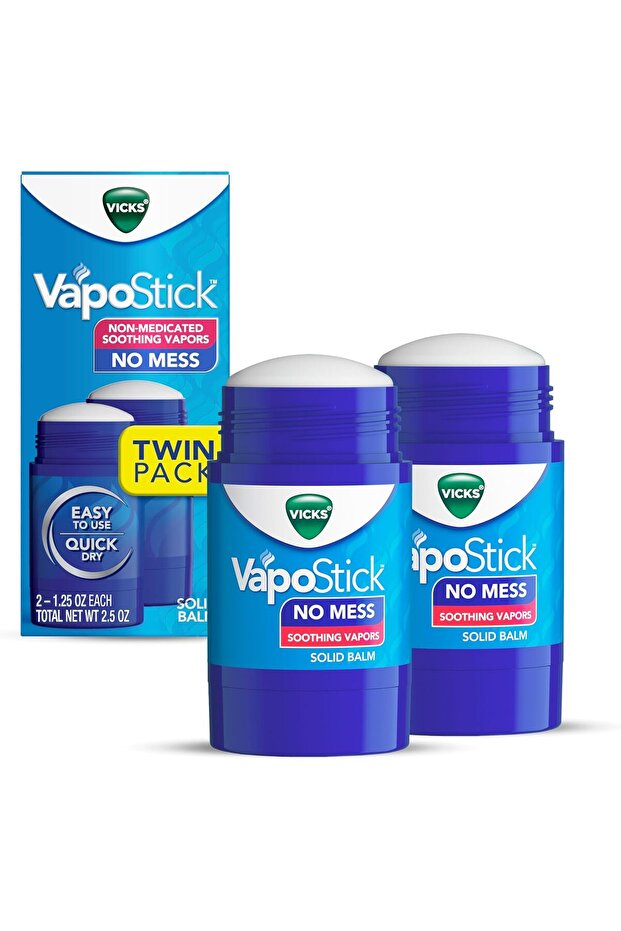 Vapostick, Solid Balm, Soothing Vapors, Invisible Solid - 1.25 Oz Each, Twin Pack