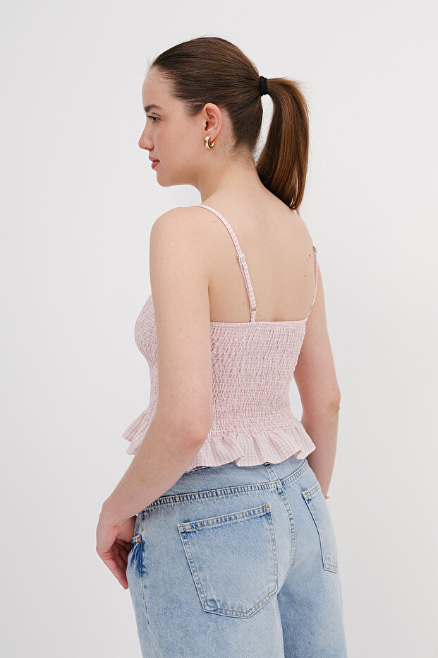 Gingham Patterned Buttoned Blouse A17282 - 6