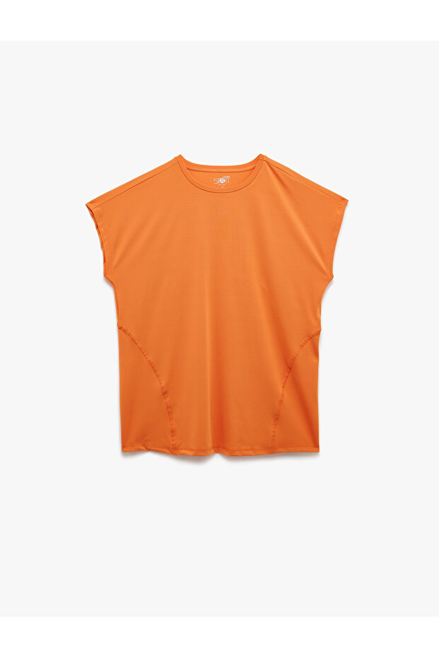 Short Sleeve Crew Neck Sports T-Shirt with Stitching Detail