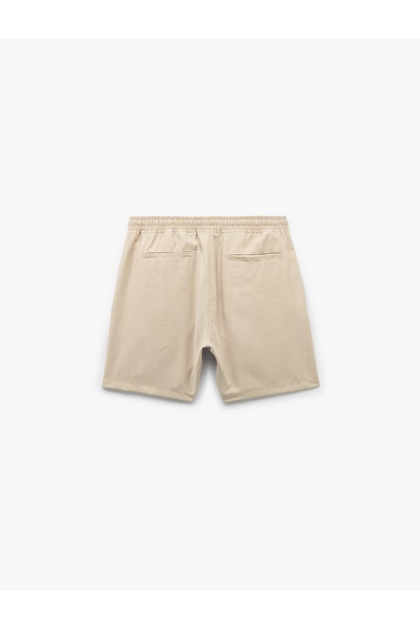 Viskon Cep Detaylı Rayon Beli Bağcıklı Bermuda Chino Yazlık Şort - 4
