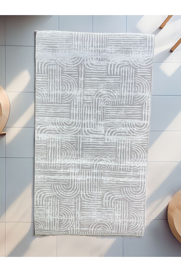 LARA Kaymaz Taban Makinede Yıkanabilir Özel Desenli Salon Halı - 4