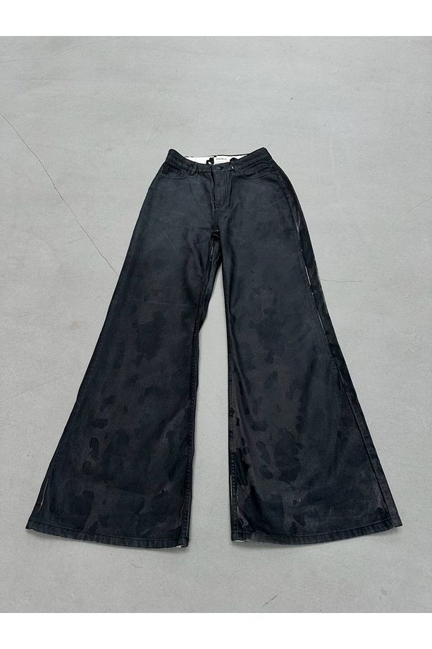 TREND ÖZEL TASARIM BOL PAÇA RAHAT KALIP DENİM JEAN PALAZO BAGGY PANTOLON 30 - 8