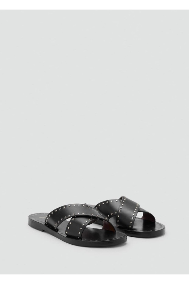 Zımbalı deri sandalet - 1