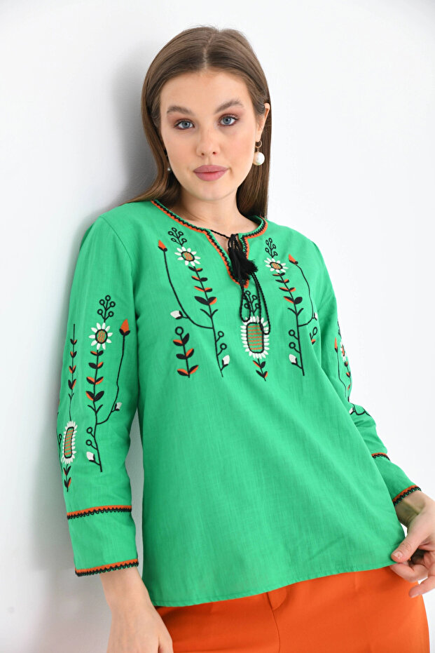 بلوزة صيفية منسوجة - 1