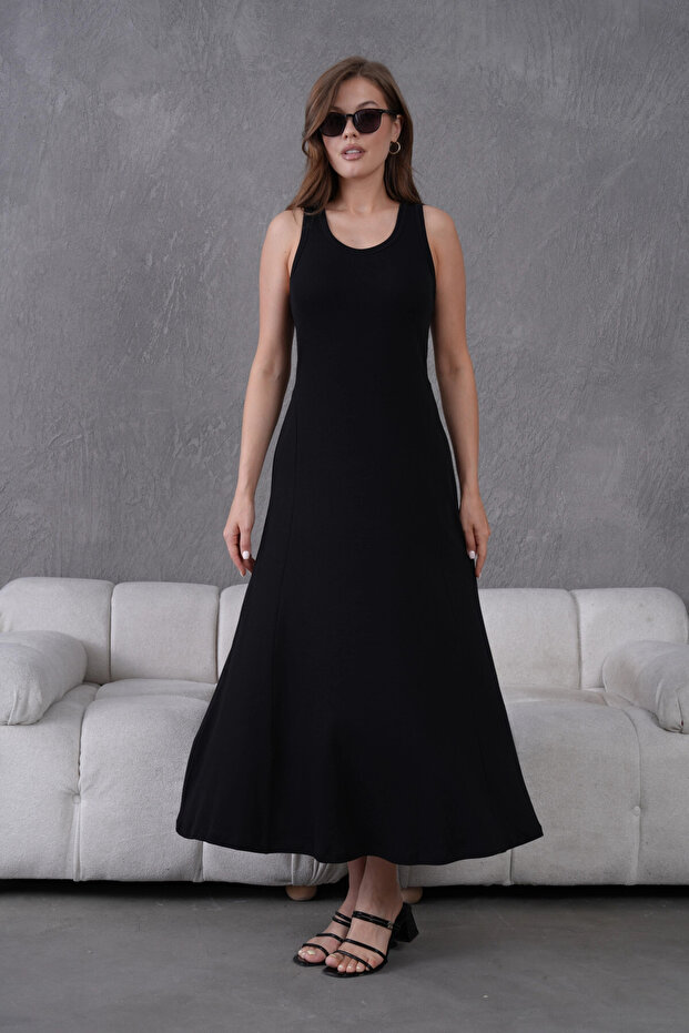 Kolsuz Yazlık Örme Elbise - 6