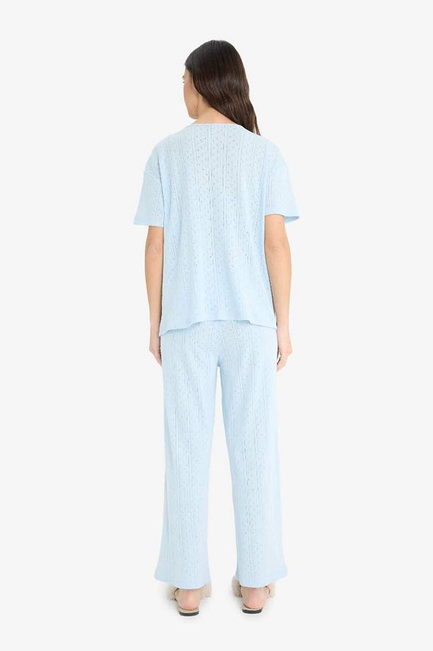 Regular Fit Pijama Takımı Kısa Kollu V Yaka Üst Esnek Belli Uzun Alt-fall In Love E9831ax25sm - 6