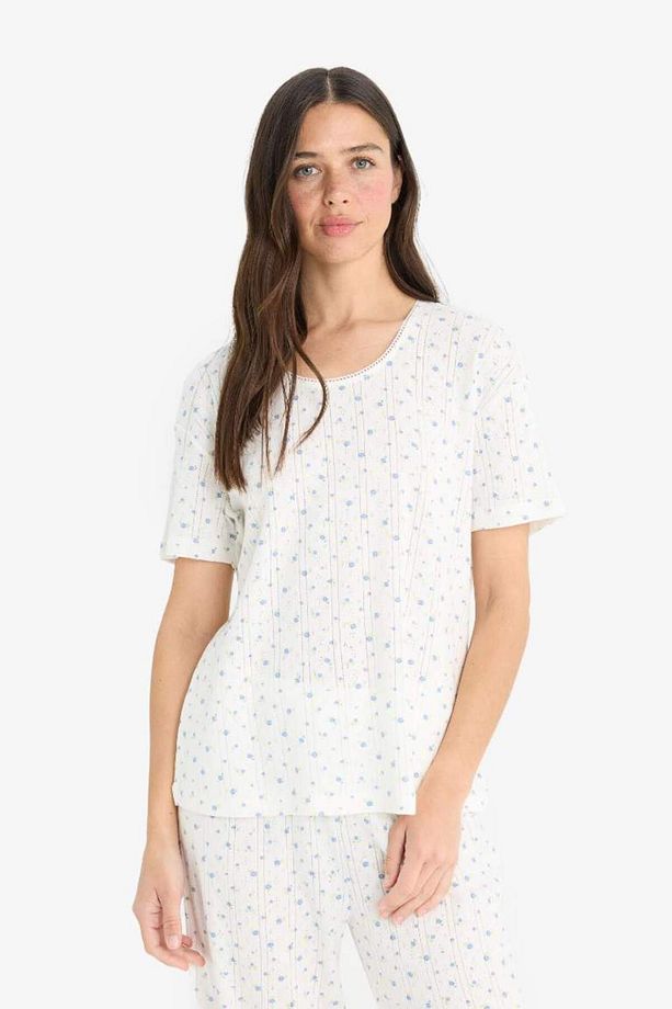 Regular Fit Pijama Takımı Kısa Kollu Üst Esnek Belli Uzun Alt-fall In Love F4162ax25sm - 3
