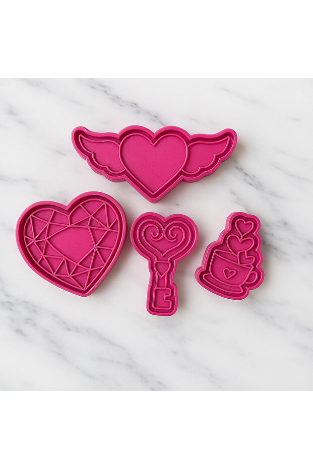Set of 4 Special Design Cookie Molds with Hearts – Love Themed