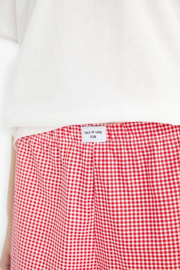 Regular Fit Pijama Takımı Kısa Kollu Baskılı Üst Esnek Belli Şort-fall In Love F1958ax25sp - 7