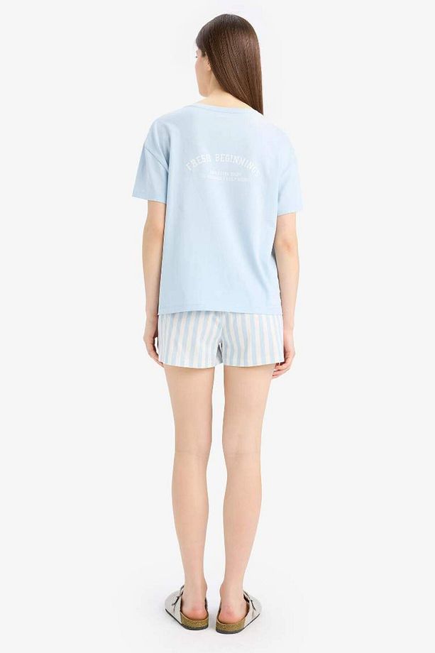 Regular Fit Pijama Takımı Kısa Kollu Üst Esnek Belli Şort-fall In Love E4323ax25sm - 7