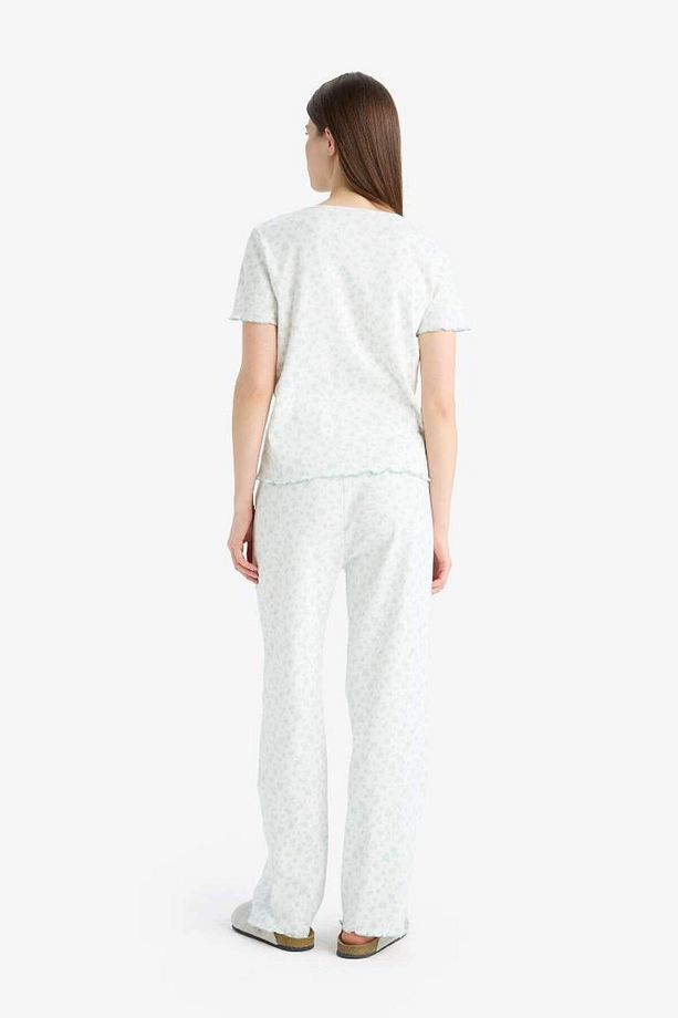 Pijama Takımı Ribana Kısa Kollu Üst Esnek Belli Uzun Alt-fall In Love E6679ax25sp - 6