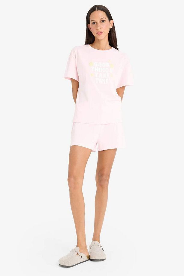 Pijama Takımı Kısa Kollu Üst Esnek Belli Şort-fall In Love F4678ax25sm - 2
