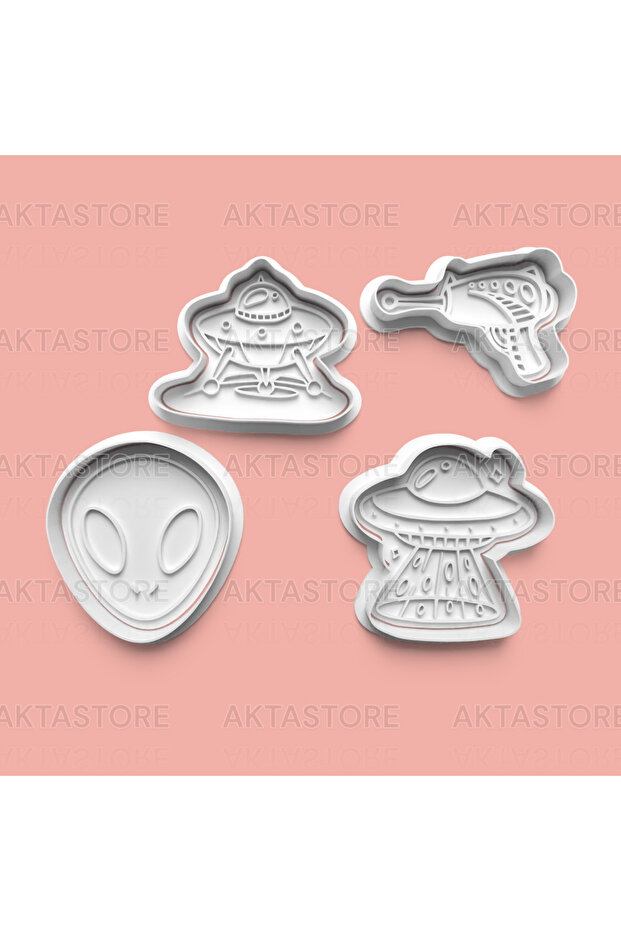 Alien Figure Cookie Mold and Sugar Dough Mold Set of 4