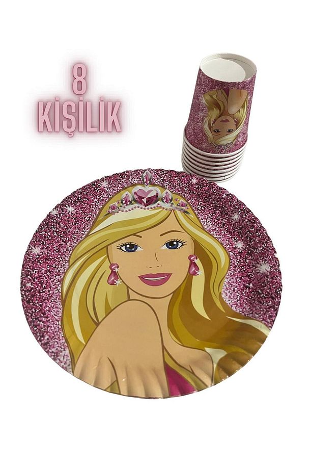 Barbie Temalı Kağıt Tabak Ve Bardak Parti Seti 8 Kişilik - 2