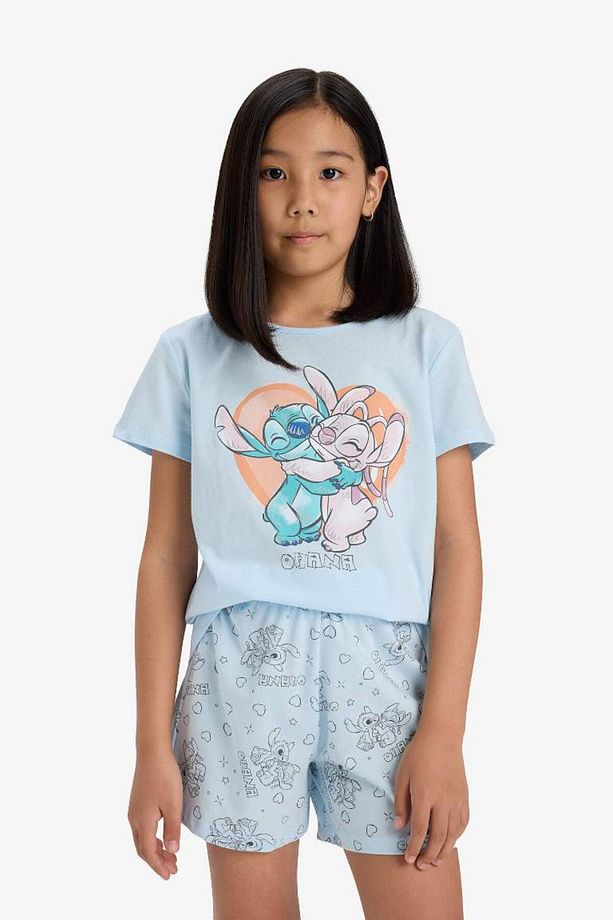 Kız Çocuk Disney Lilo & Stitch Pijama Takımı Kısa Kollu Üst Şort E6241a825sp - 3