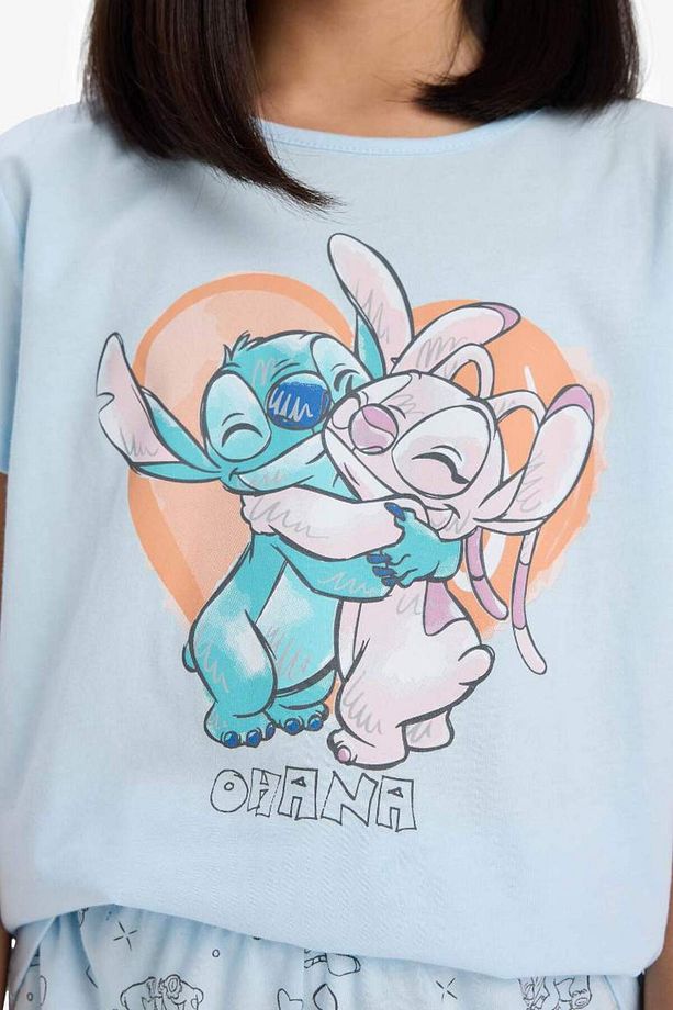 Kız Çocuk Disney Lilo & Stitch Pijama Takımı Kısa Kollu Üst Şort E6241a825sp - 5