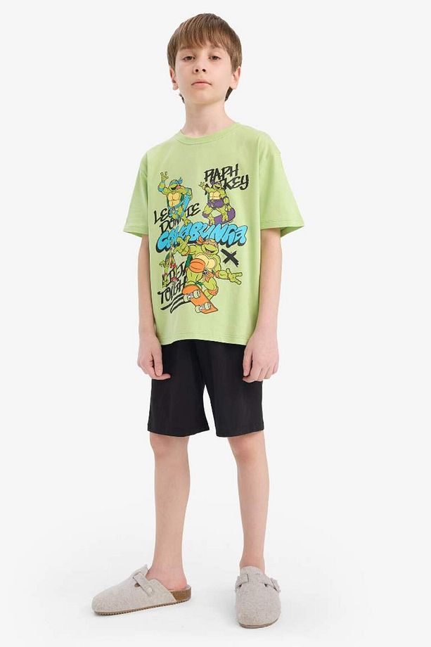 Yeni Sezon Erkek Çocuk Ninja Turtles-Retro Pijama Takımı Kısa Kollu Üst Şort - 2