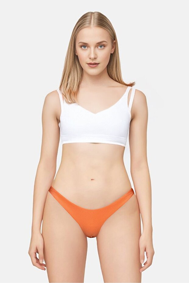 Women Textured Cheeky Panty, Orange