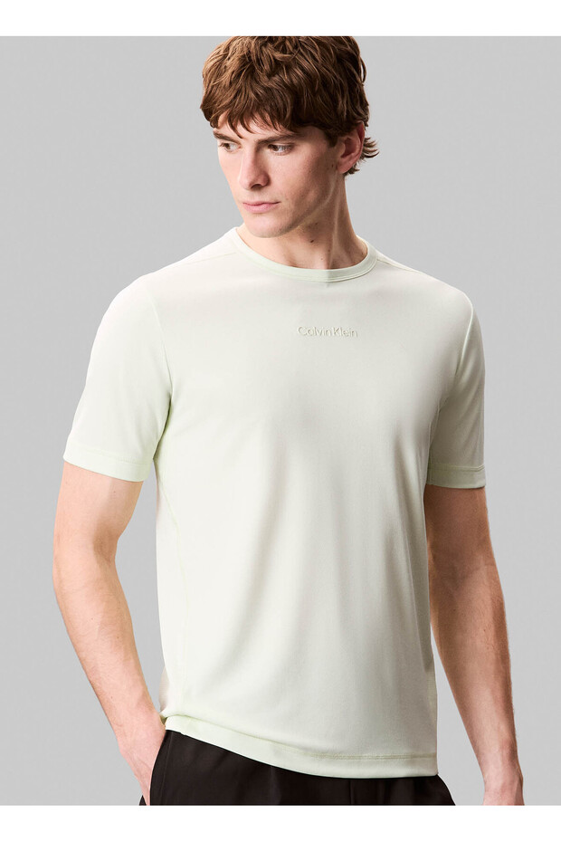 LVGMS5K159FUO-WO - Neon Yeşil Yuvarlak Yaka Normal Düz Erkek T-Shirt - 3