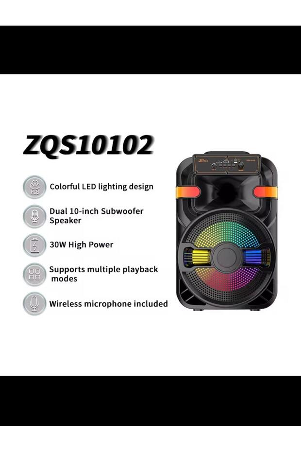 ZQS-10102 10 inç taşınabilir bluetooth hoparlör açık parti hoparlör ile Led ışık - 2