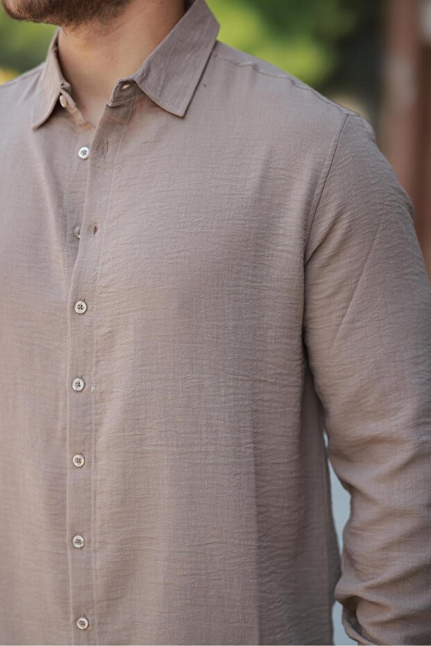 Kamel Düz Uzun Kollu Regular Fit Gömlek- 2526 - 3