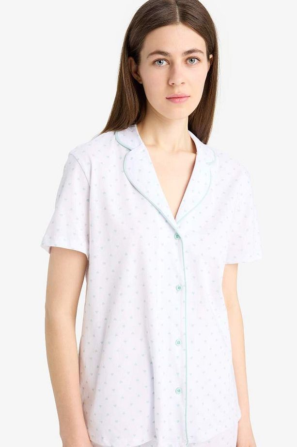 Regular Fit Pijama Takımı Kısa Kollu Üst Esnek Belli Uzun Alt-fall In Love E0265ax25sp - 4