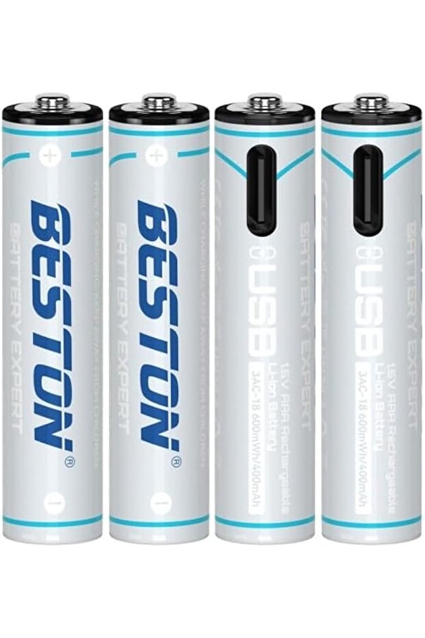 Rechargeable AAA Batteries 600 mWh - USB to Type C Charging