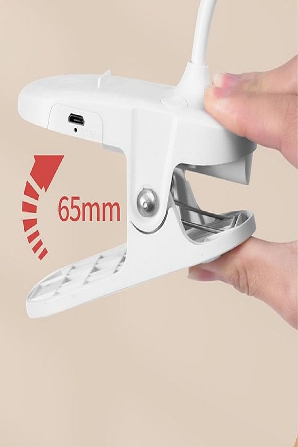Şarjlı USB’li Dokunmatik 3 Modlu Klipsli Mandallı LED Okuma Lambası 360° Esnek Beyaz Göz Koruma - 4