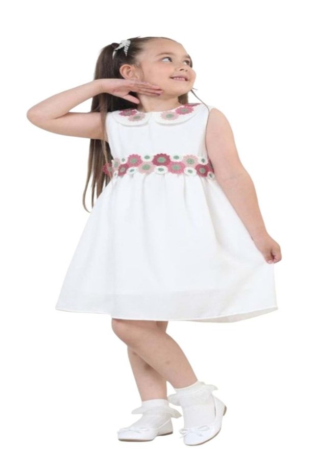 Gülücik Kids G01631-433 Girl's Linen Gilet Dress - Gülücik - Pink - St01631-Pink-7 Years
