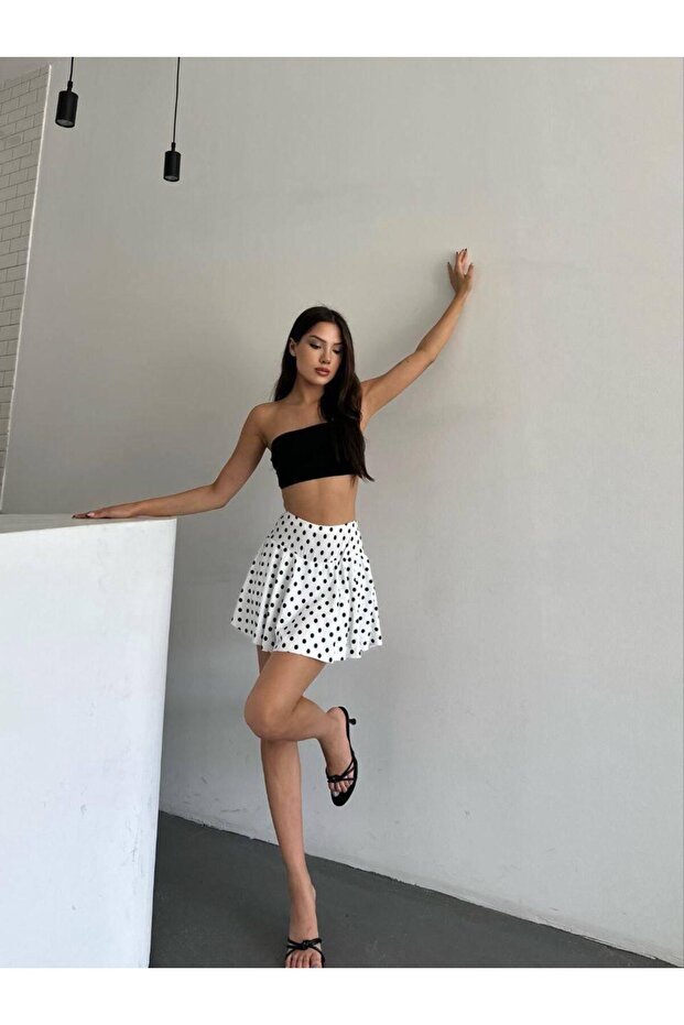 Puantiyeli Şort Etek - 4