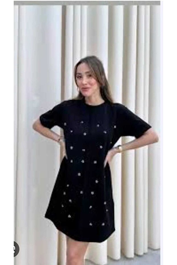 taşlı mini elbise - 2