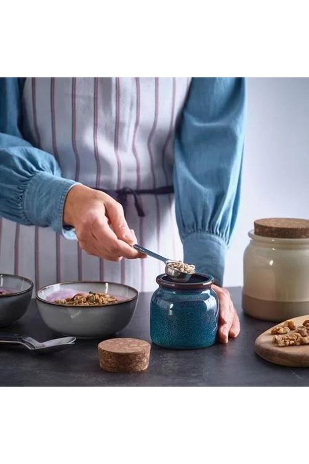 GLADELIG Serisi İle Eşleşen Seramik Kavanoz 2 Adet Okyanus Mavisi 0.3 Lt Sırlı Yüzey-Mantar Kapak - 3