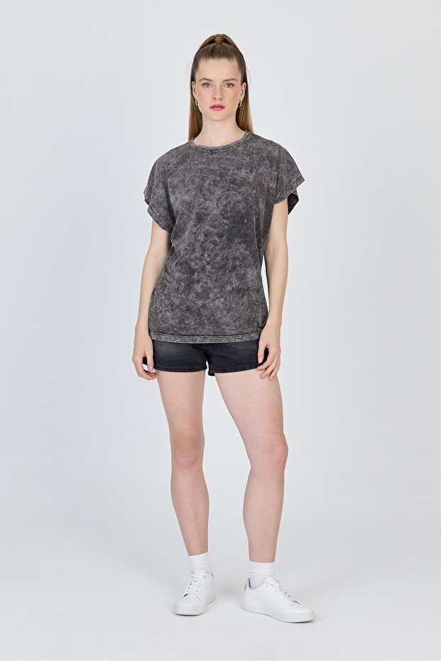 Anthracite Washed Oversize Basic T-Shirt 253014 - 3