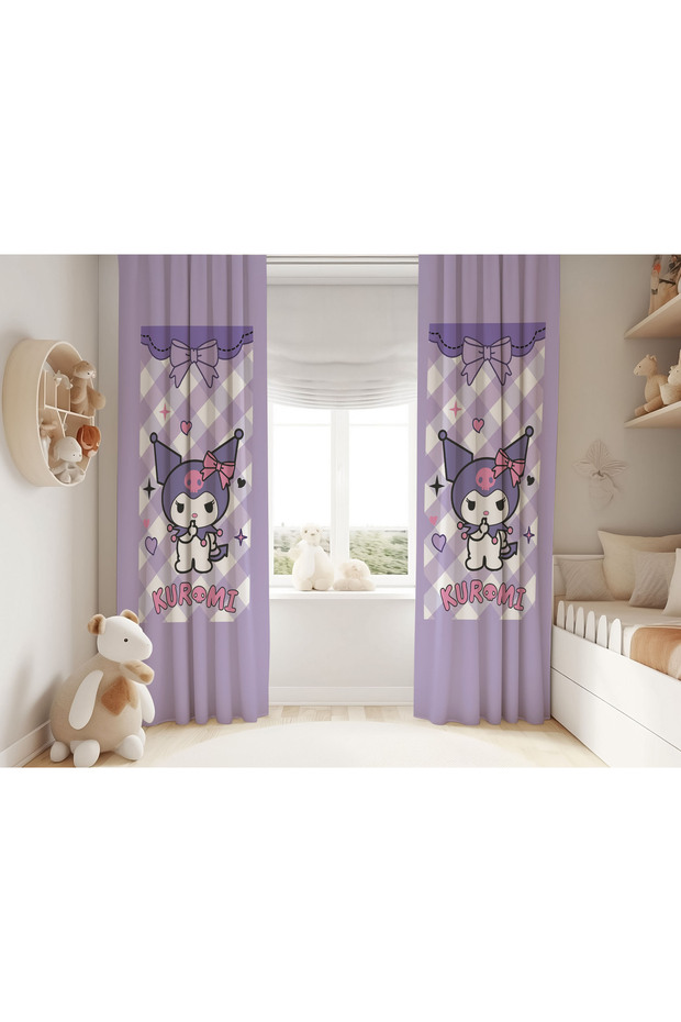 Plaid Kuromi Children's Background Curtain