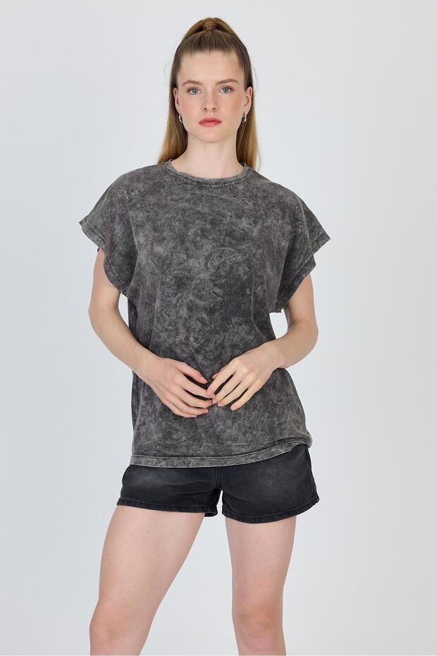 Anthracite Washed Oversize Basic T-Shirt 253014 - 2