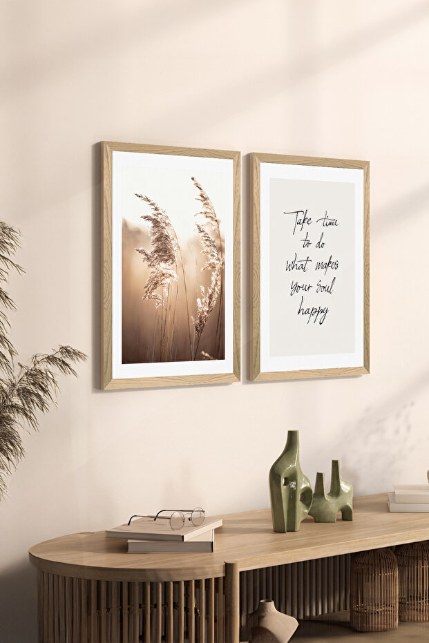 2 Parça Ahşap Çerçeve Görünümlü Mdf Tablo Seti 20x30 Cm - Model 22 - 2