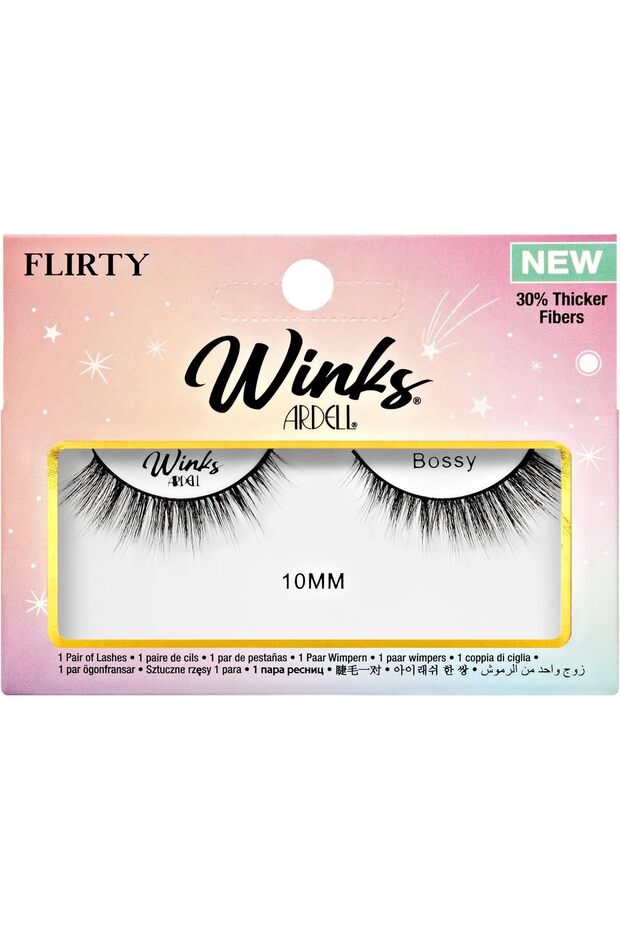 Winks Flirty Bossy Black Lashes, Customizable Strips Lash Look - 10mm