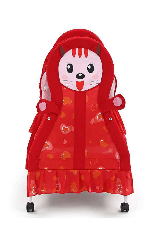 Kitty Print Cradle with Mosquito Net and Swing Lock function - 2