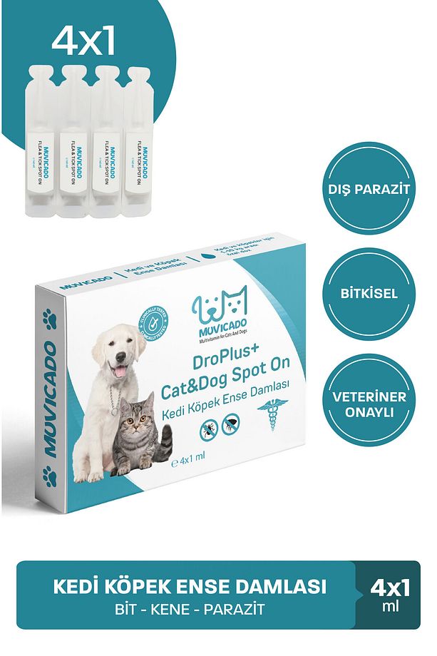 Kedi İç ve Dış Parazit Seti Köpek İç Dış Anti Parazit Şampuan Tablet Damla Bit Pire Kene Karşıtı Set - 4