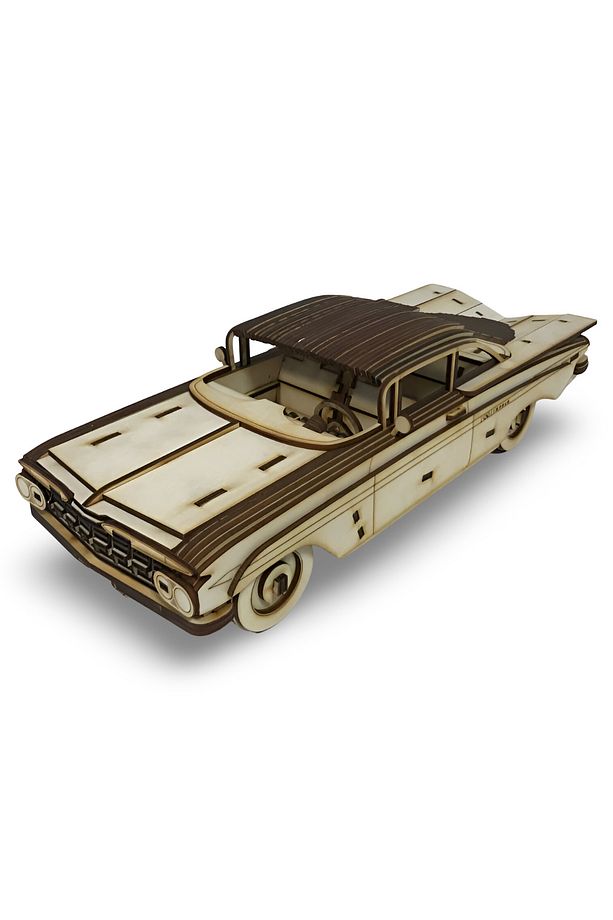 219 Parça 1959 Chevy Impala Ahşap Maket - 3D Ahşap Retro Araba Modeli - 4