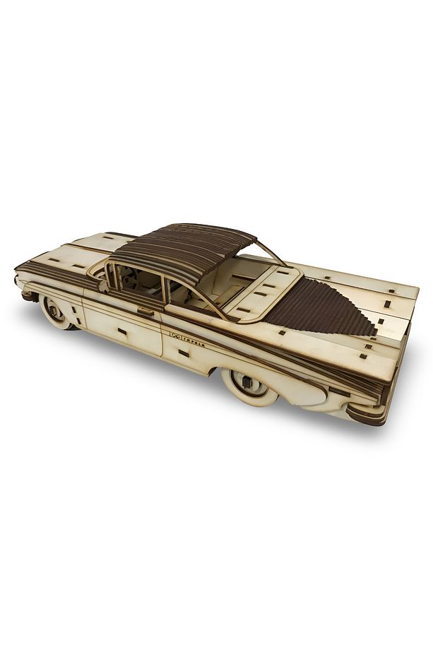 219 Parça 1959 Chevy Impala Ahşap Maket - 3D Ahşap Retro Araba Modeli - 5